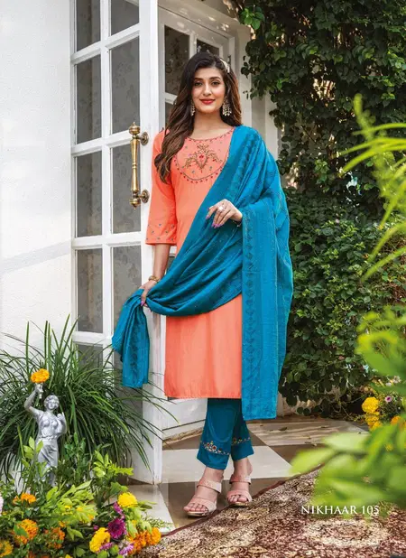 Kiana Nikhaar Festival Wear Wholesale Kurti Pant And Dupatta Collection
 Catalog